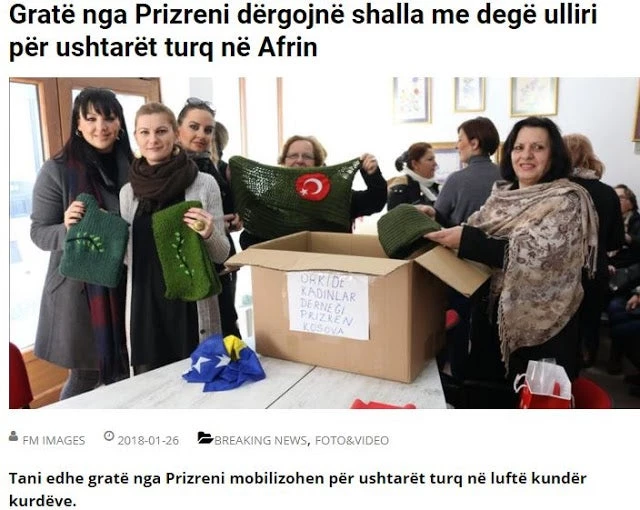 Γυναίκες του Κοσόβου πλέκουν «Κλάδο Ελαίας» για τους Τούρκους στρατιώτες στο Αφρίν